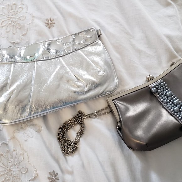 Wedding season 💞👰Rinaldi EuC grey clutch purse with bonus - Picture 1 of 7